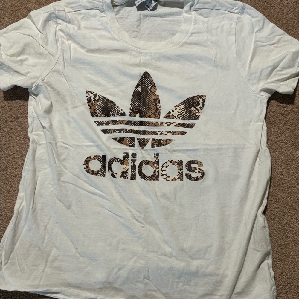 adidas White Tee with Patterned Logo